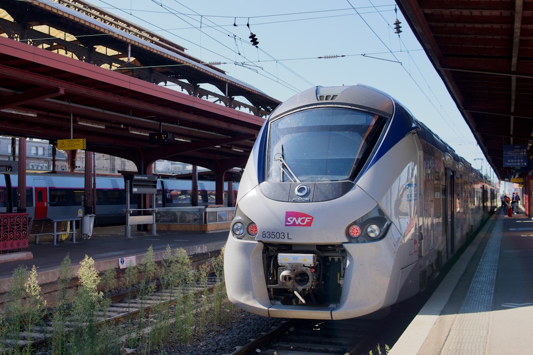 SNCF train at a French railway station — how to get around France by train