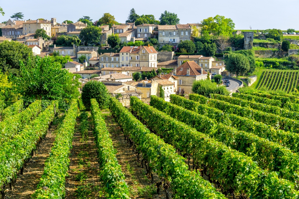 View,On,Vineyards,Of,Saint,Emilion,Village,In,Bordeaux,Region,