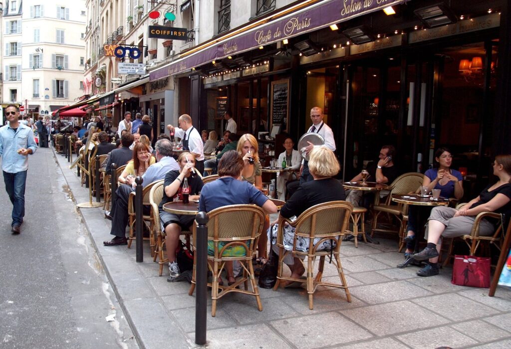 A café terrace on Rue de Buci, Paris