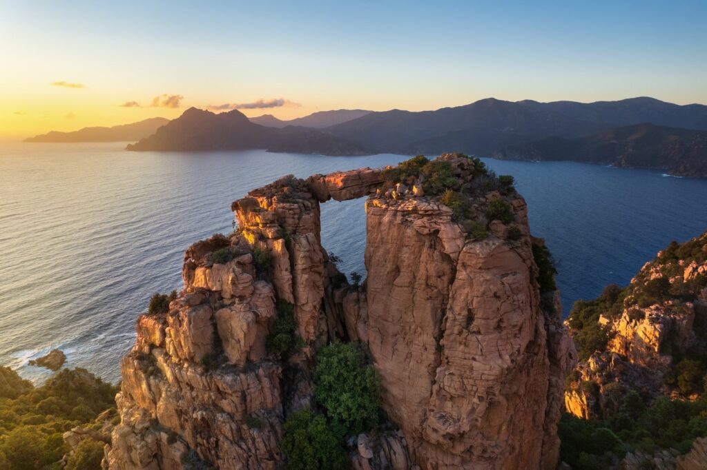 Calanques de Piana at sunset, Corsica