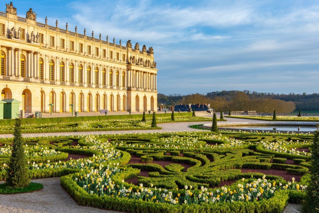 Formal parterre gardens beside the Palace of Versailles