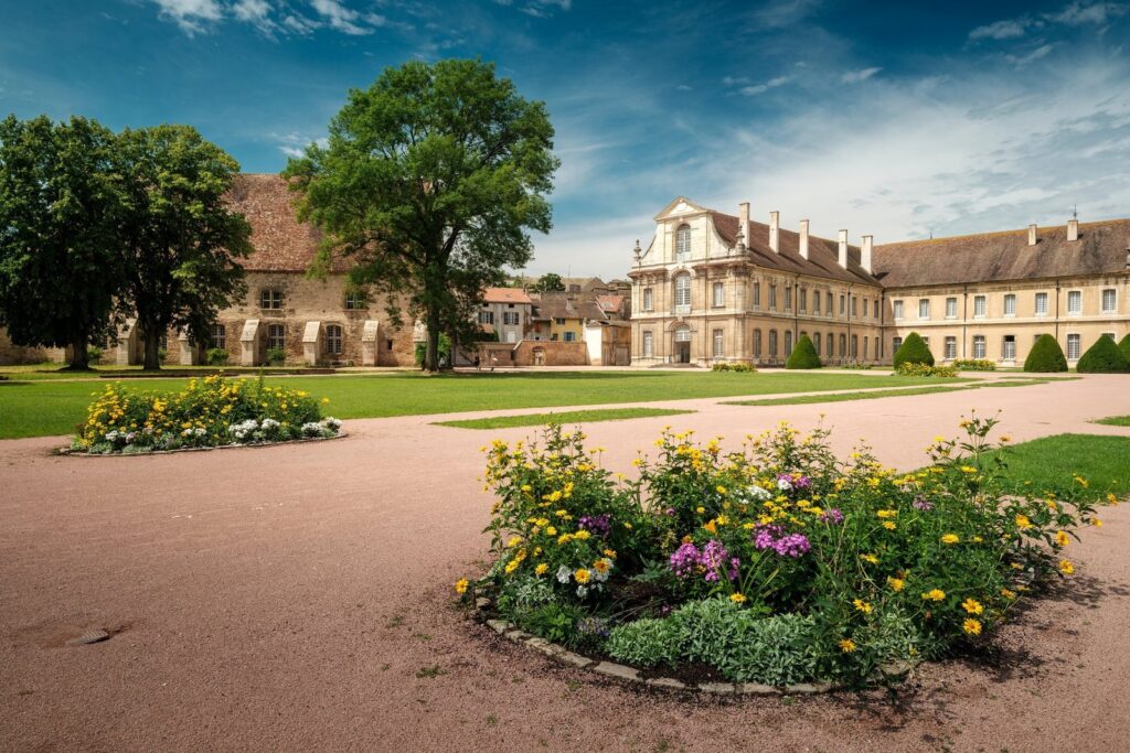 The abbey buildings and gardens at Cluny