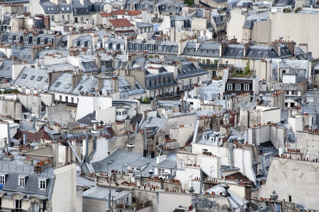 Close view of Paris rooftops
