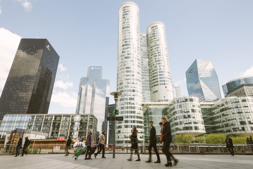 Office towers in the La Defense business district, Paris