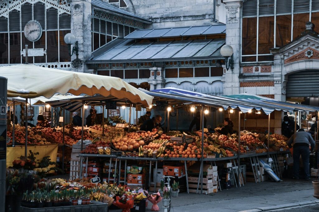 Covered market in La Rochelle, France